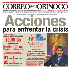 El diario más serio de venezuela puso las medidas en su tapa.