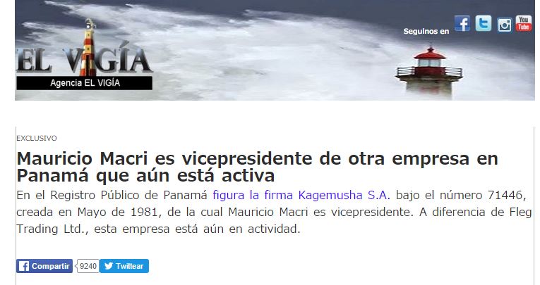 Revelación de EL VIGIA. Macri tiene una segunda empresa y está activa.