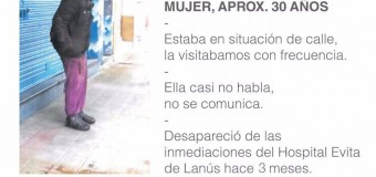 EXTRAVIADA – Buenos Aires | Una Fundación solidaria busca a una persona extraviada en Lanús.