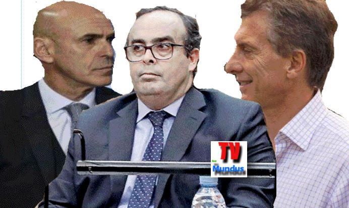Gustavo Arribas (ex AFI), Pablo Bertuzzi (juez macrista) y Mauricio Macri (responsable del régimen).
