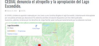 SOBERANÍA ARGENTINA | El CEDIAL manifestó su preocupación por los hechos aberrantes en Lago Escondido.